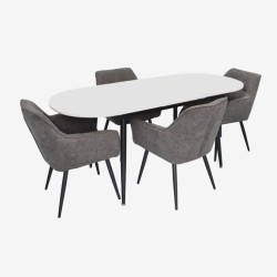 Set masa + 4 scaune Evelin DT-533R B + YTC-090B UF885-15 (White/Dark Grey) Thumb