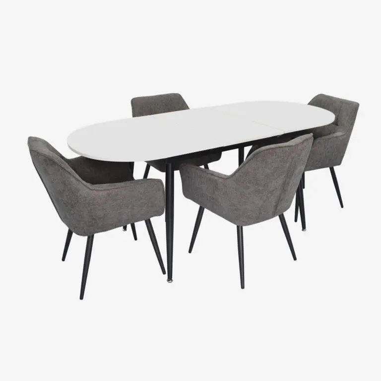 Set masa + 4 scaune Evelin DT-533R B + YTC-090B UF885-15 (White/Dark Grey) - 2