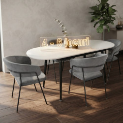 Set masa + 4 scaune Evelin DT-533R B + YTC-097B UF Blu-14 (White/Dark Grey)