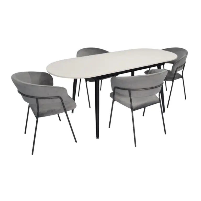 Set masa + 4 scaune Evelin DT-533R B + YTC-097B UF Blu-14 (White/Dark Grey) - 2