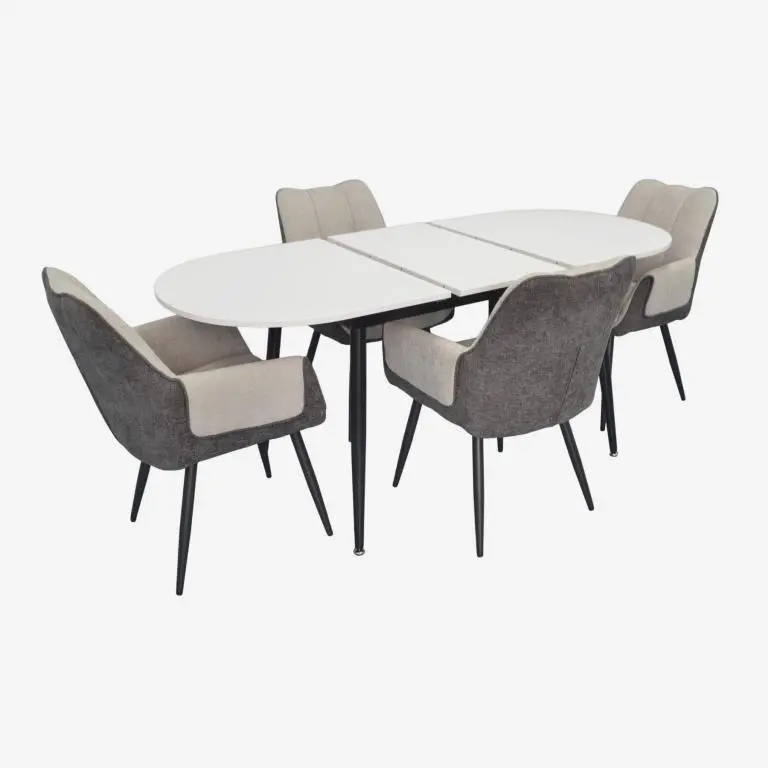 Set masa + 4 scaune Evelin DT-533R B + QT-227B UF885-13/UF885-15 (White/Grey) - 2