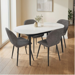 Set masa + 4 scaune Evelin DT-533R B + YTC-064B UF885-15 (White/Dark Grey)