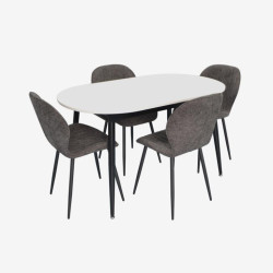 Set masa + 4 scaune Evelin DT-533R B + YTC-064B UF885-15 (White/Dark Grey) Thumb