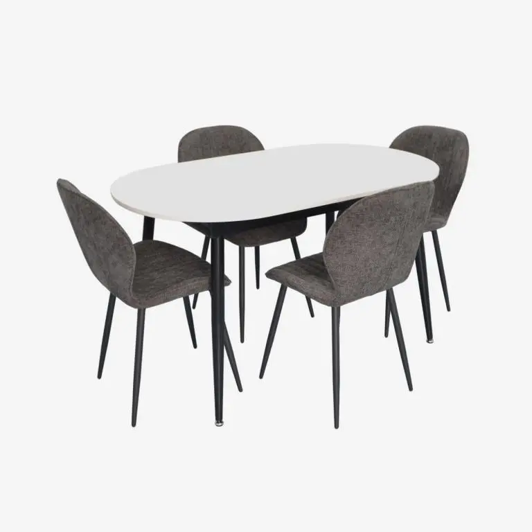 Set masa + 4 scaune Evelin DT-533R B + YTC-064B UF885-15 (White/Dark Grey) - 2