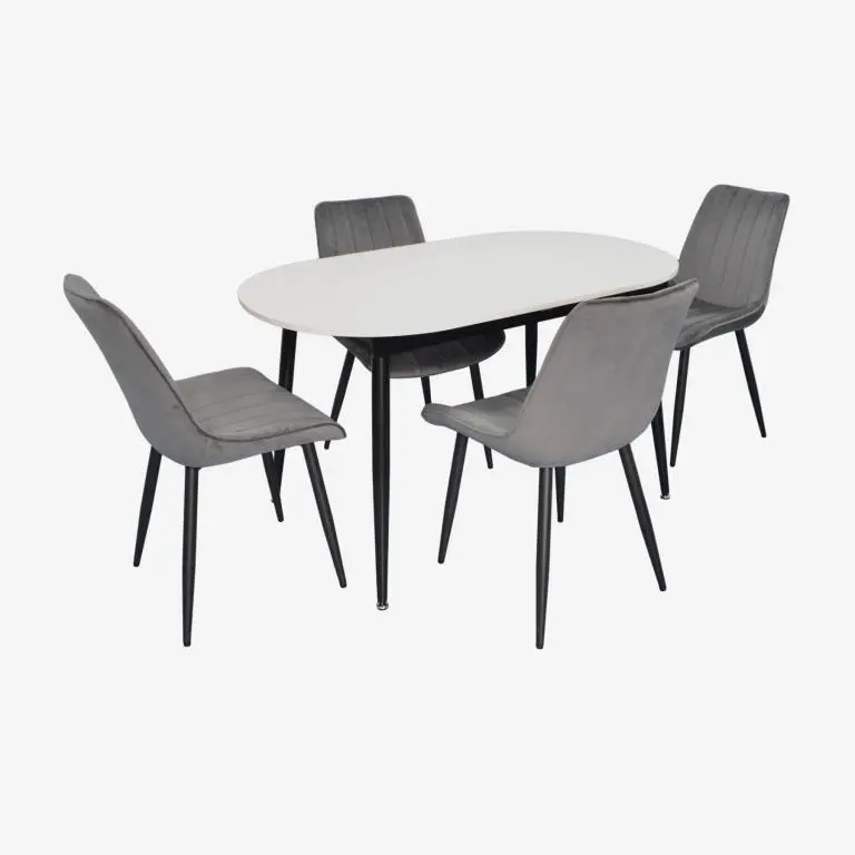 Set masa + 4 scaune Evelin DT-533R B + YTC-055B Bluvel-14 (White/Dark Grey) - 2
