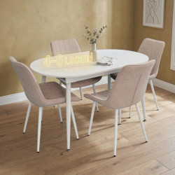 Set masa + 4 scaune Evelin DT-533R Wh + YTC-055Wh UF885-03 (White/Light Beige)