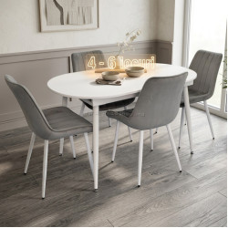 Set masa + 4 scaune Evelin DT-533R Wh + YTC-055Wh Blu-13 (White/Light Grey)