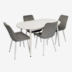 Set masa + 4 scaune Evelin DT-533R Wh + YTC-055Wh Blu-13 (White/Light Grey) Thumb