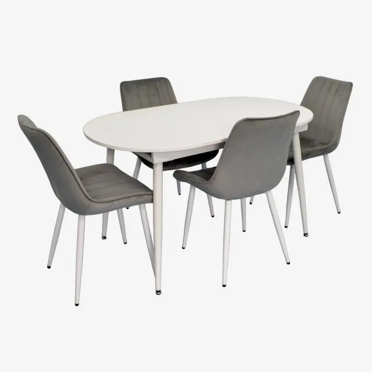 Set masa + 4 scaune Evelin DT-533R Wh + YTC-055Wh Blu-13 (White/Light Grey) - 2