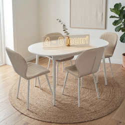 Set masa + 4 scaune Evelin DT-533R Wh + YTC-064Wh Bjorn-24 (White/Light Beige)