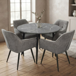 Комплект стол + 4 стула Evelin DT-402-6B + YTC-090B UF885-15 (Black Marble/Dark Grey)