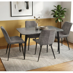 Комплект стол + 4 стула Evelin DT-405-6B + YTC-055B UF885-15 (Black Marble/Dark Grey)