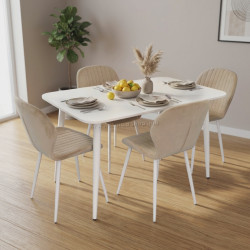 Комплект стол + 4 стула Evelin DT-405-4Wh + YTC-064Wh UF910-01 (White/Light Beige)