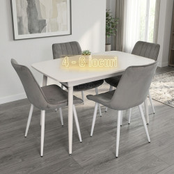 Set masa + 4 scaune Evelin DT-532R Wh + YTC-055Wh Blu-13 (White/Light Grey)