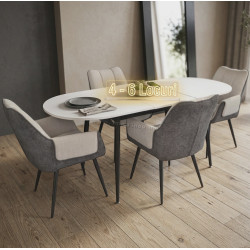 Set masa + 4 scaune Evelin DT-533R B + QT-227B UF885-13/UF885-15 (White/Grey)