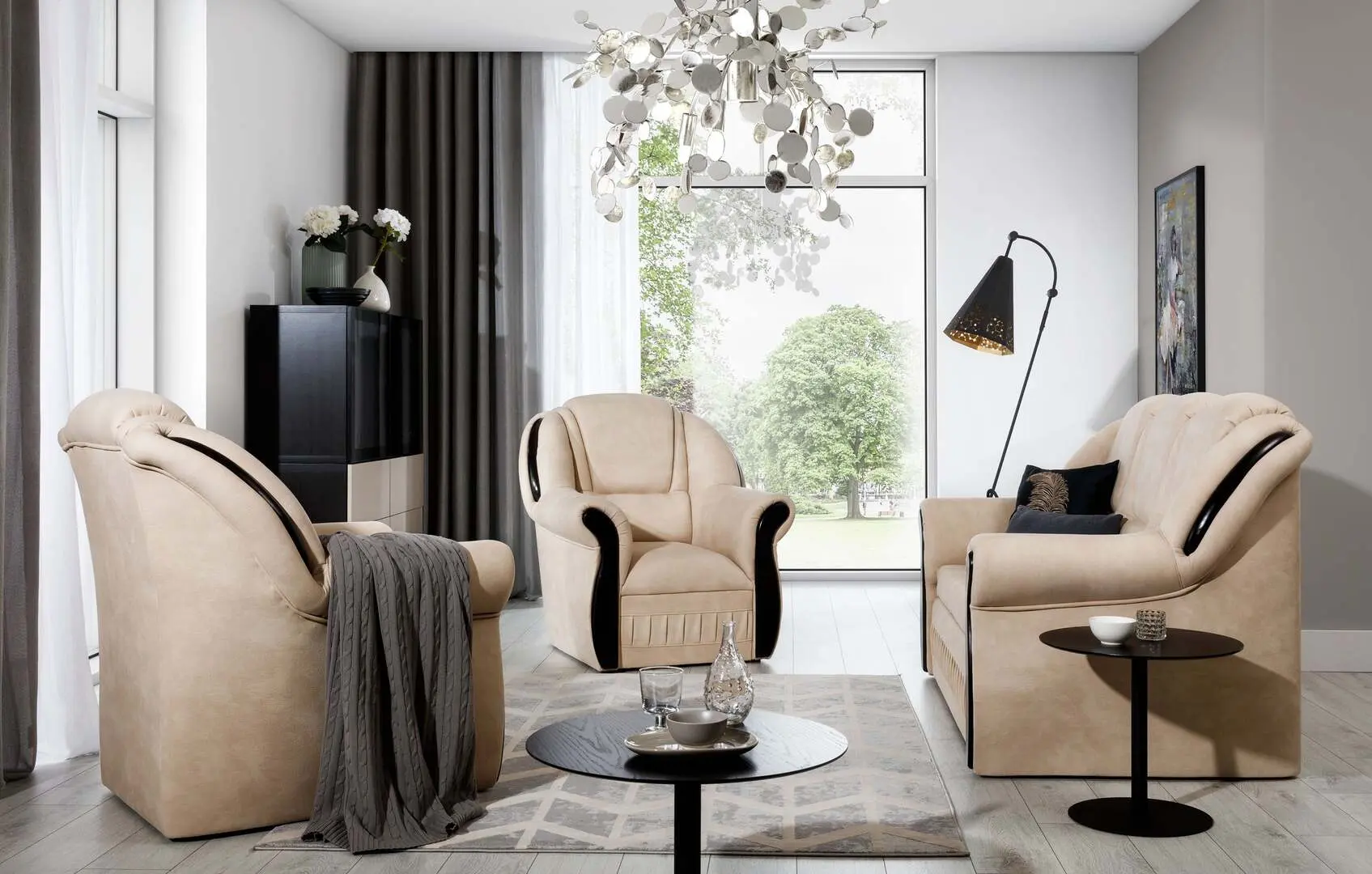 Set de mobila moale Eltap Lord 3+1+1 Texas 23 (Beige)