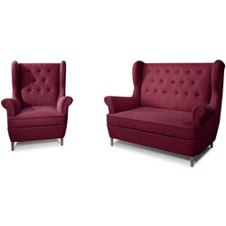 Set de mobila moale Eltap Aros 2+1 Matt Velvet 68 (Burgundy) Thumb