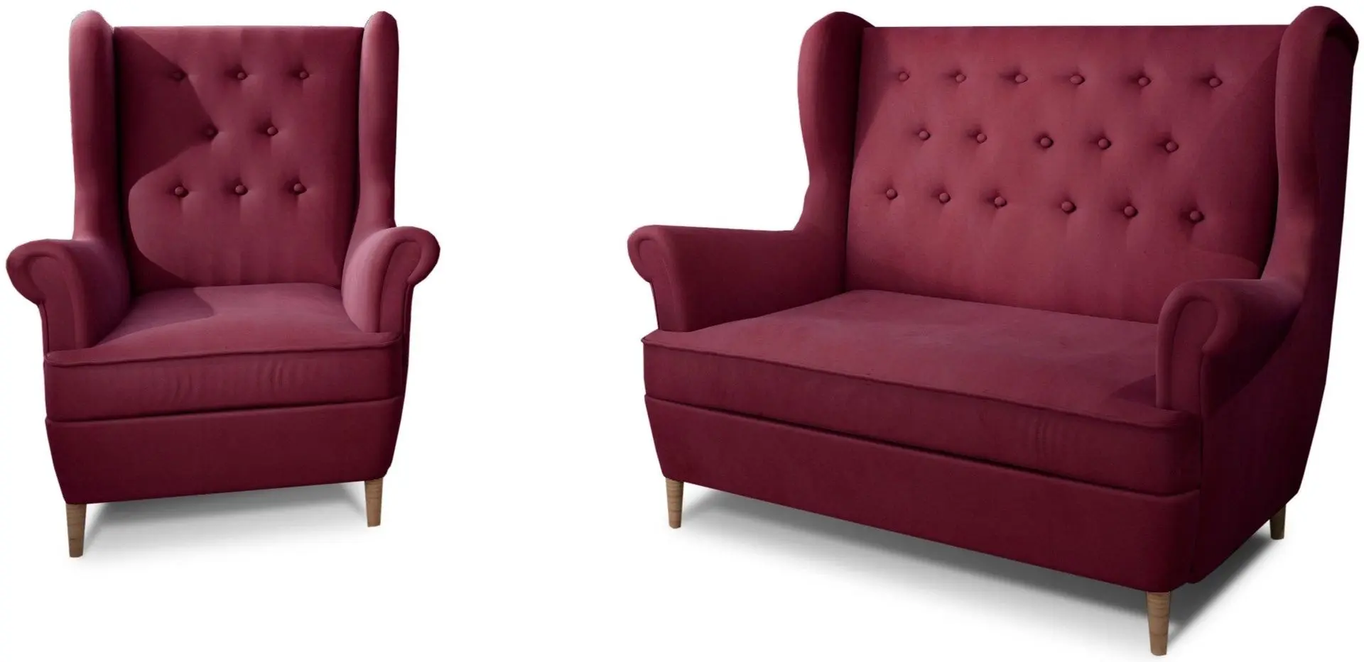 Set de mobila moale Eltap Aros 2+1 Matt Velvet 68 (Burgundy)