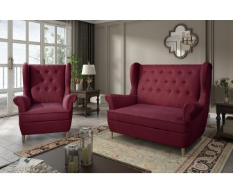 Set de mobila moale Eltap Aros 2+1 Matt Velvet 68 (Burgundy)