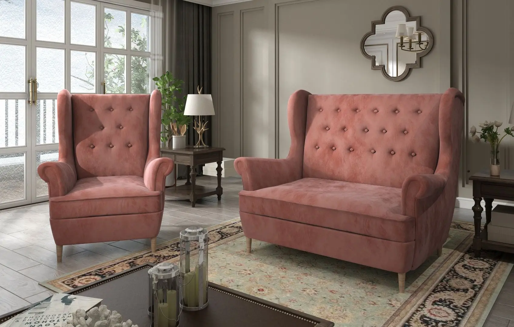 Набор мягкой мебели Eltap Aros 2+1 Kronos 29 (Antique Pink)