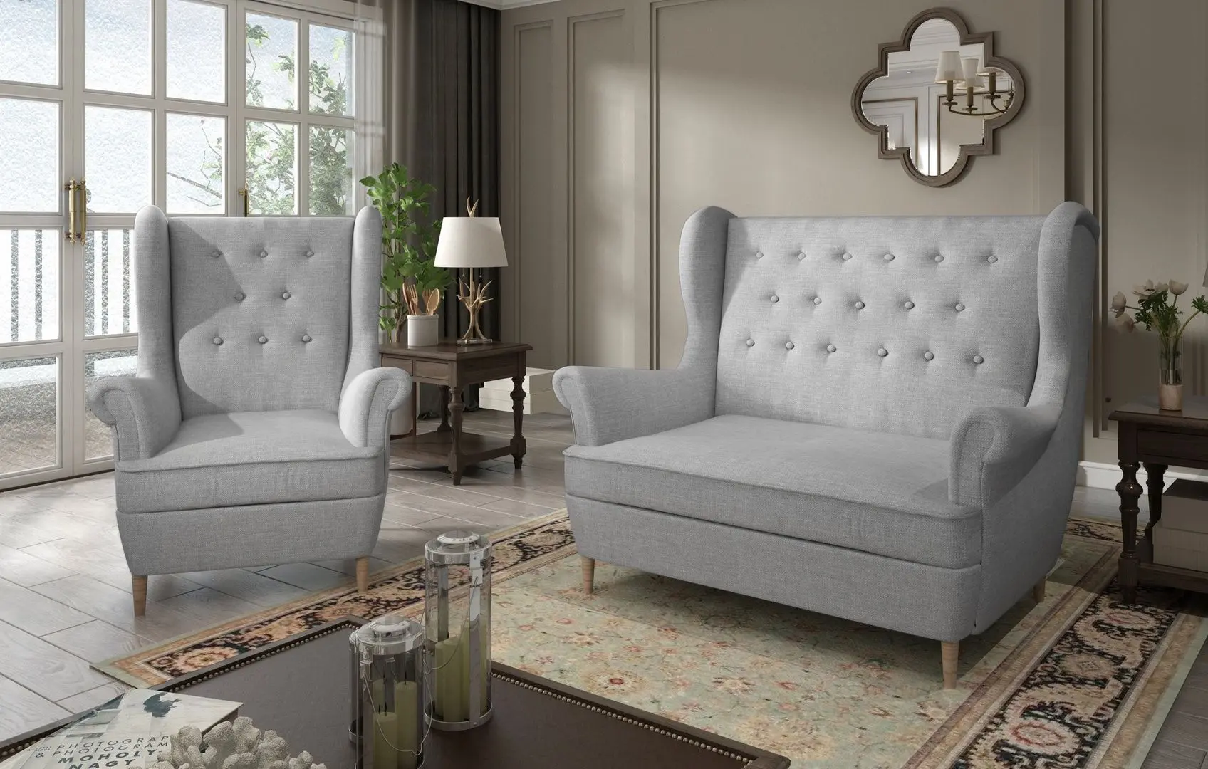 Set de mobila moale Eltap Aros 2+1 Sawana 21 (Gray)