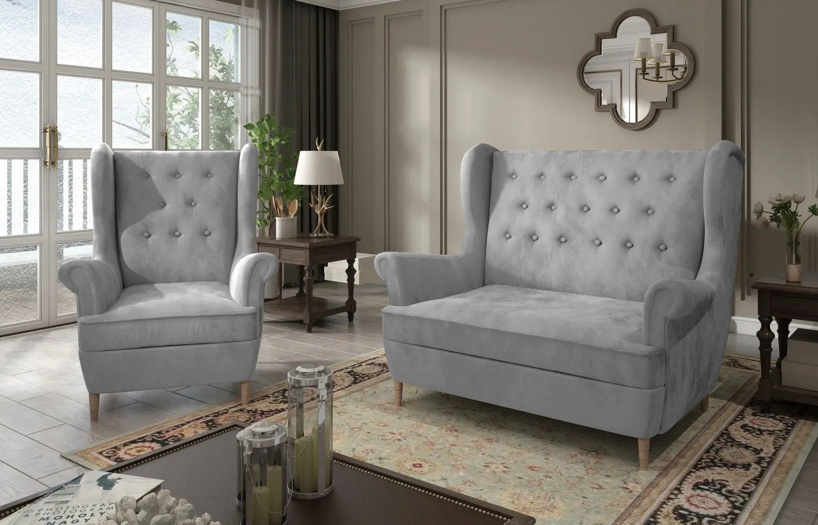 Набор мягкой мебели Eltap Aros 2+1 Monolith 84 (Gray Light)