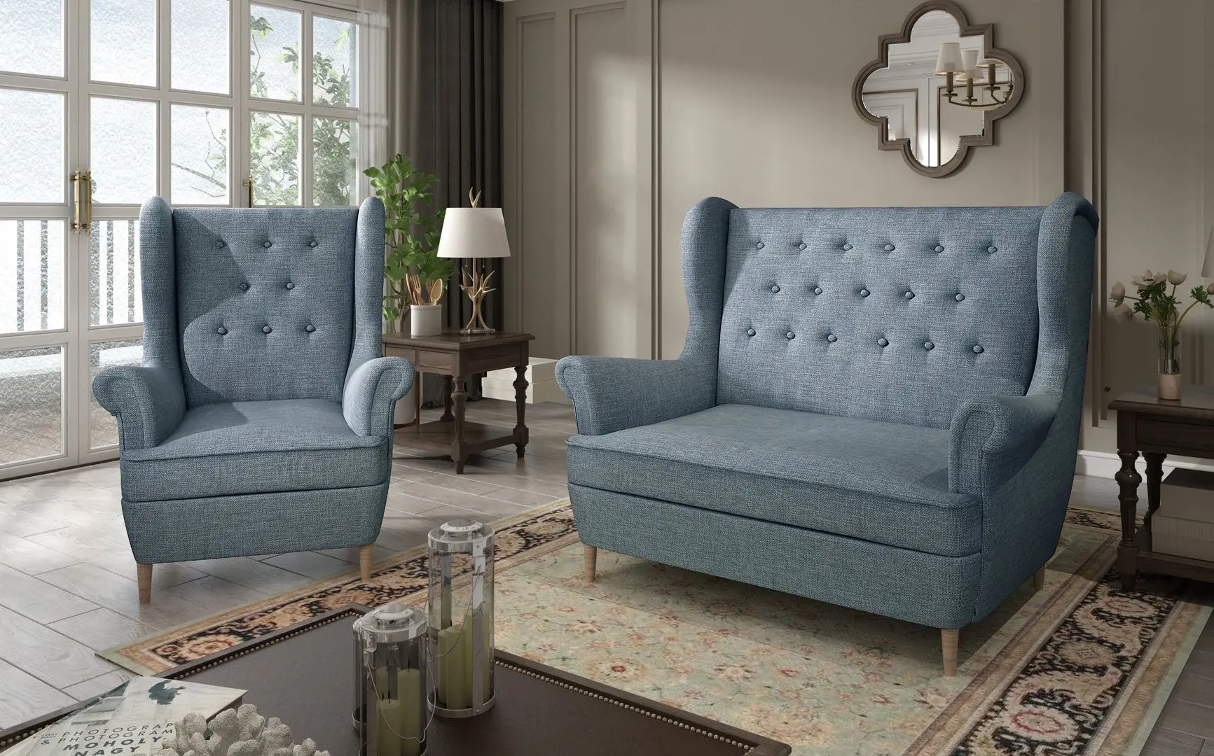 Набор мягкой мебели Eltap Aros 2+1 Cover 70 (Blue-Gray)