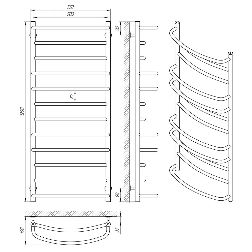 Полотенцесушитель Laris Euromix P12 500x1200 (Chrome)