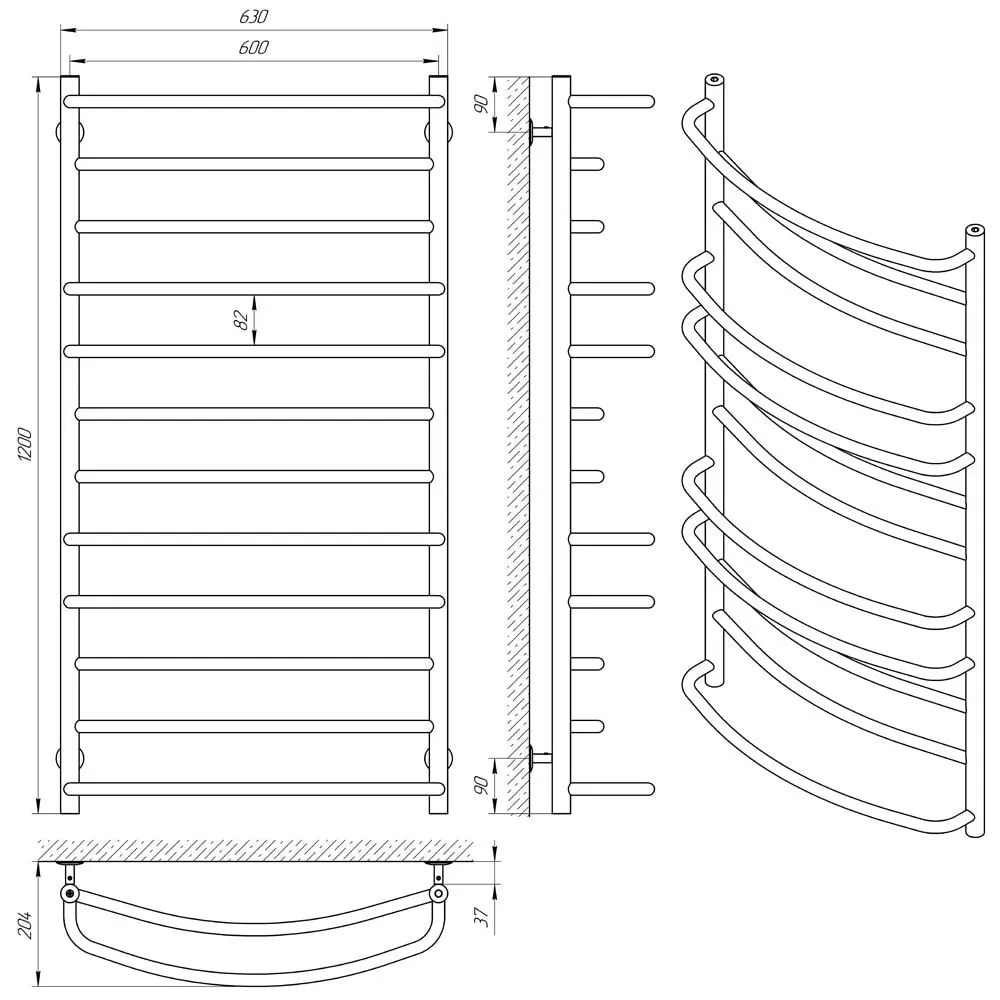 Uscator de prosoape Laris Euromix P12 600x1200 (Chrome)