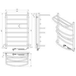 Полотенцесушитель электрический Laris Euromix P8 Shelf 500x800 Right (Chrome) Thumb