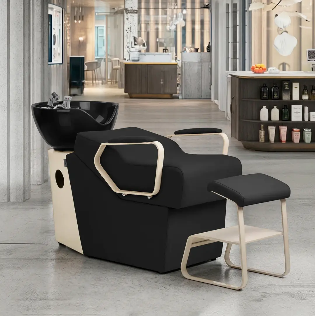 Fotoliu-scafa pentru frizerie Omega Marina 154528 (Black/Beige)