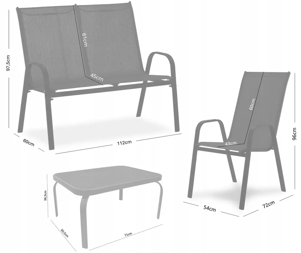 Комплект садовой мебели GardenLine NEO9924 (Grey/Black) - 7