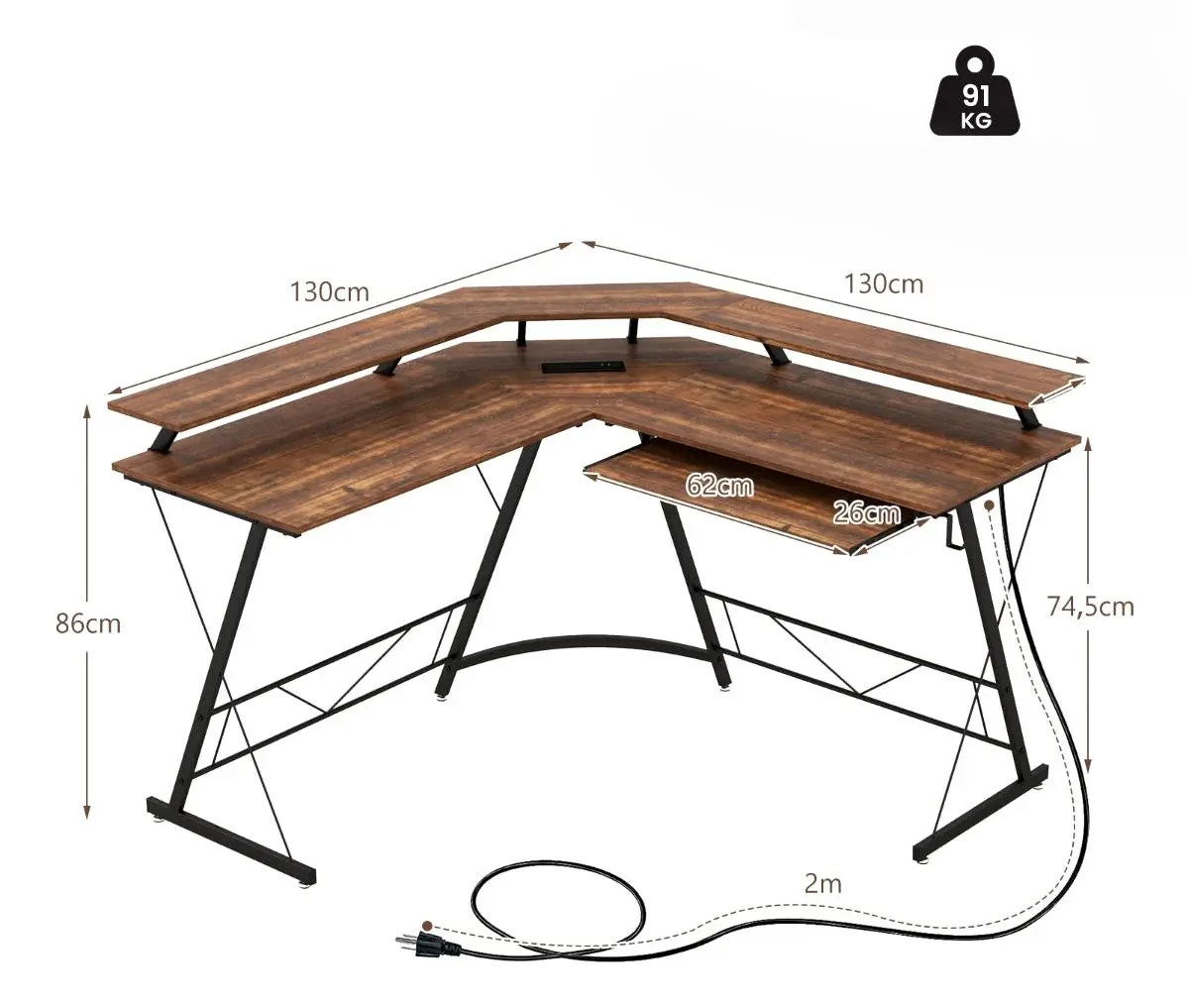 Masa de calculator Costway CB10515DE-CF (Rustic Brown)