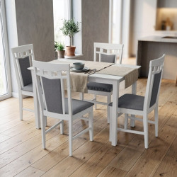 Комплект стол + 4 стула Evelin Gloria + Deepa R NV-10WP (White/Grey)
