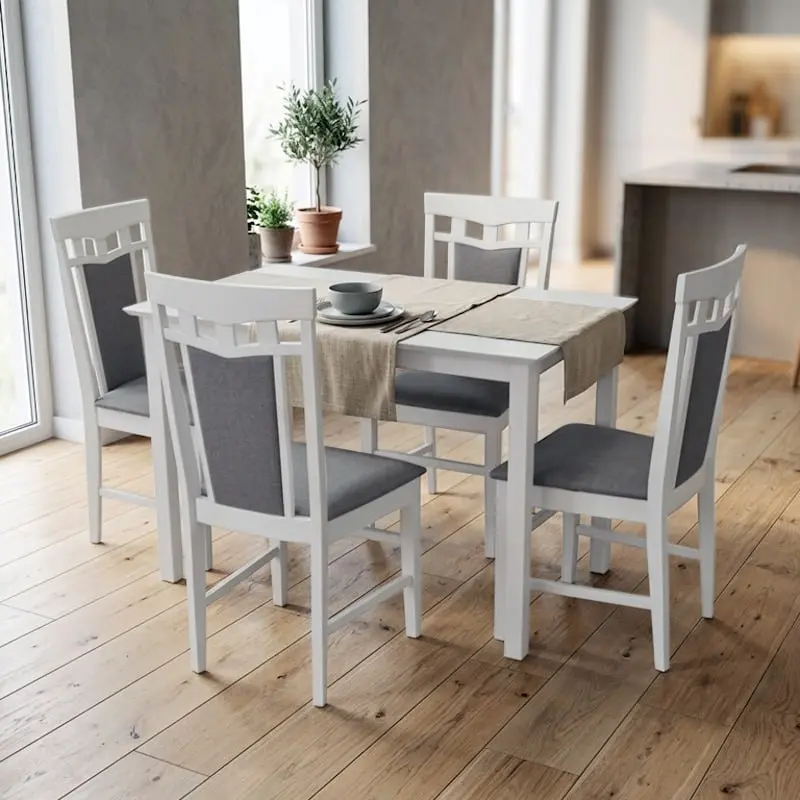 Комплект стол + 4 стула Evelin Gloria + Deepa R NV-10WP (White/Grey)