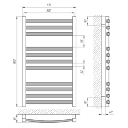 Полотенцесушитель Laris Grand P11 500x900 (Chrome) Thumb