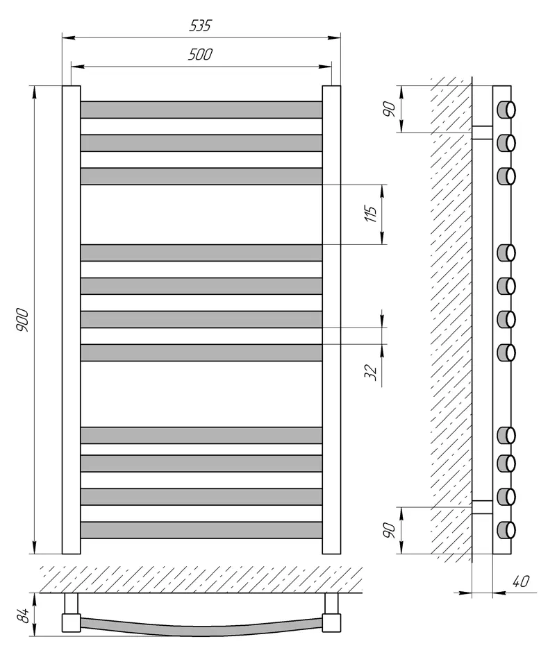 Полотенцесушитель Laris Grand P11 500x900 (Chrome)