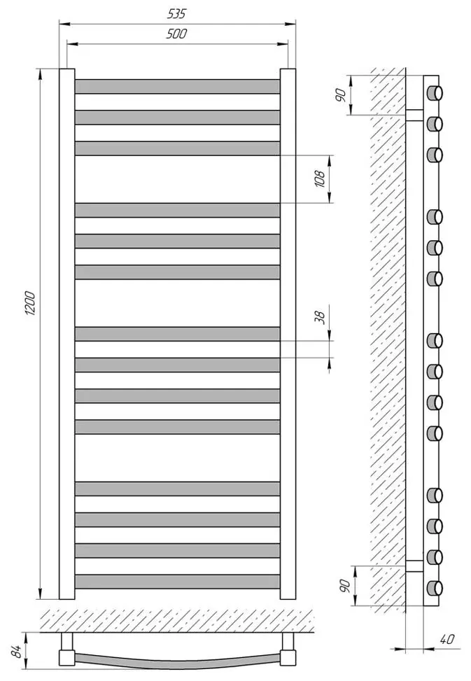 Полотенцесушитель Laris Grand P14 500x1200 (Chrome)