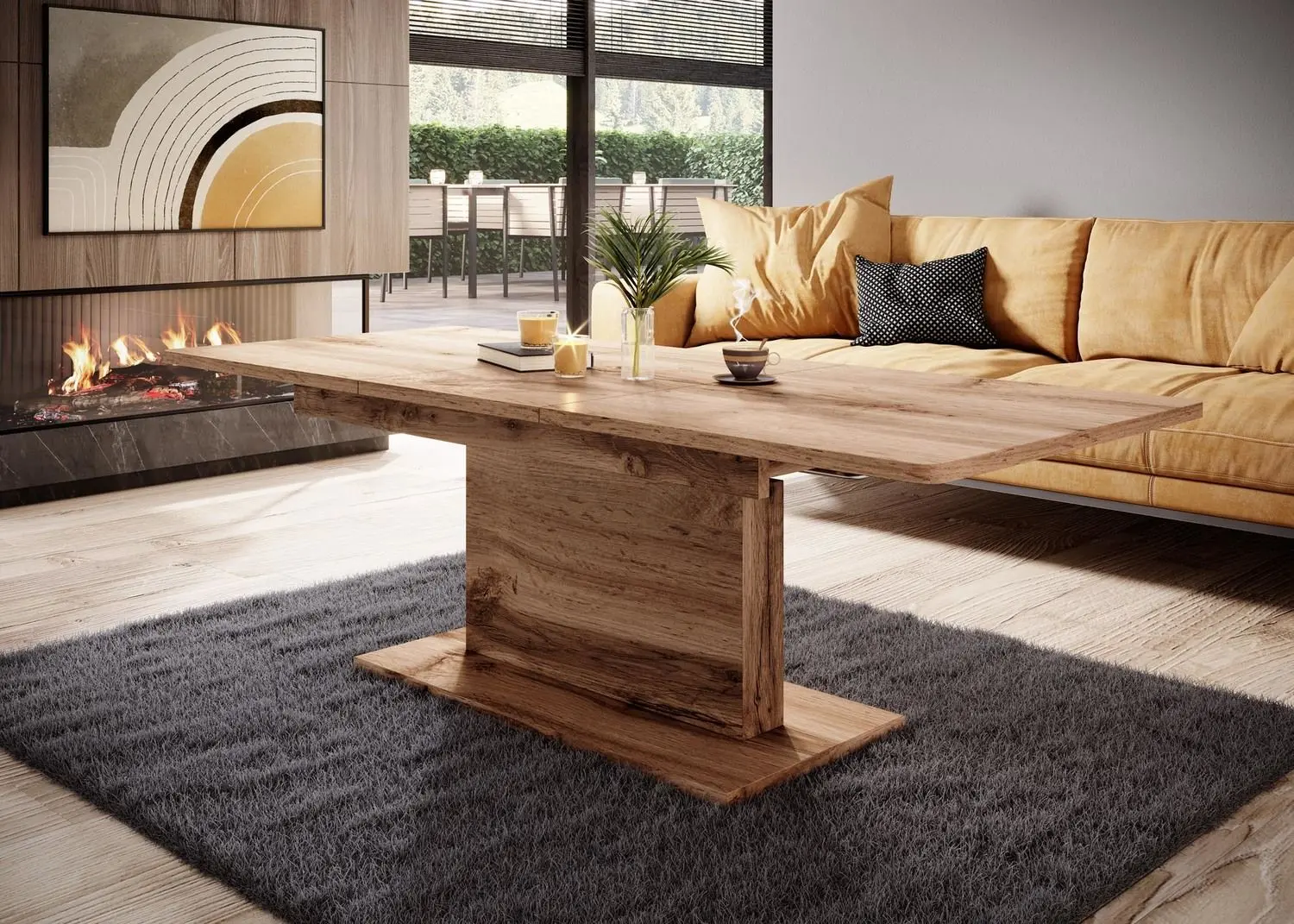 Журнальный стол-трансформер Halmar Busetti (Wotan Oak)