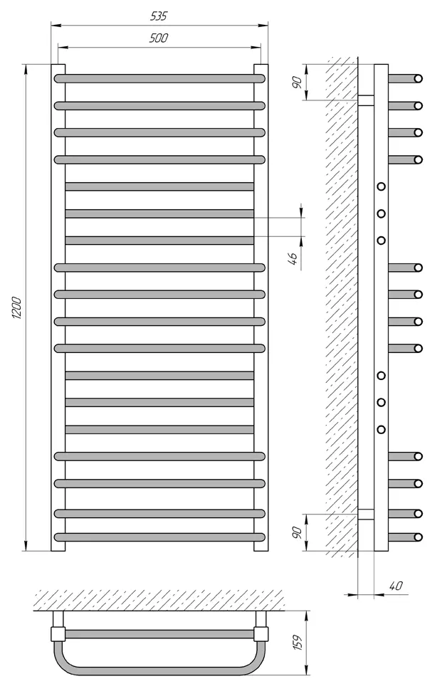 Uscator de prosoape Laris Germes P18 500х1200 (Chrome)