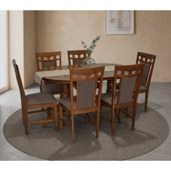 Комплект стол + 6 стульев Evelin HV-24V + Deepa R Ekea12 (Burnish Oak/Dark Brown)