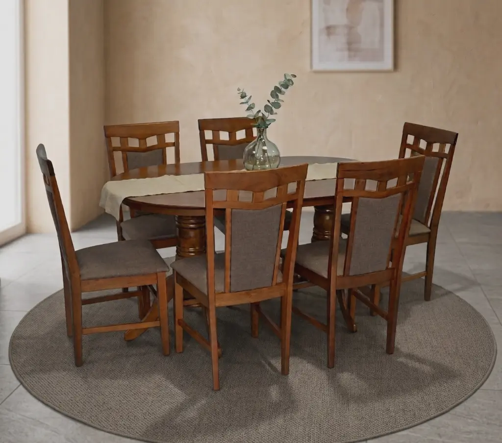 Комплект стол + 6 стульев Evelin HV-24V + Deepa R Ekea12 (Burnish Oak/Dark Brown)