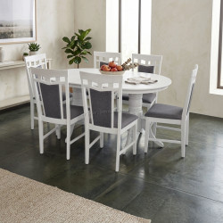 Комплект стол + 6 стульев Evelin HV-24V + Deepa R NV-10WP (White/Gray)