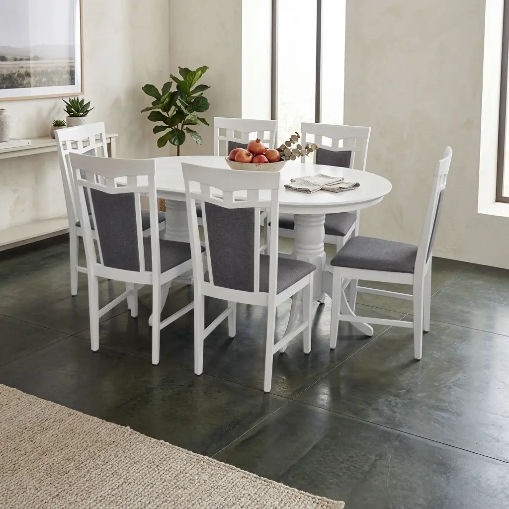 Комплект стол + 6 стульев Evelin HV-24V + Deepa R NV-10WP (White/Gray)