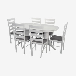 Комплект стол + 6 стульев Evelin HV-24V + Gloria NV-10WP (White/Gray) Thumb