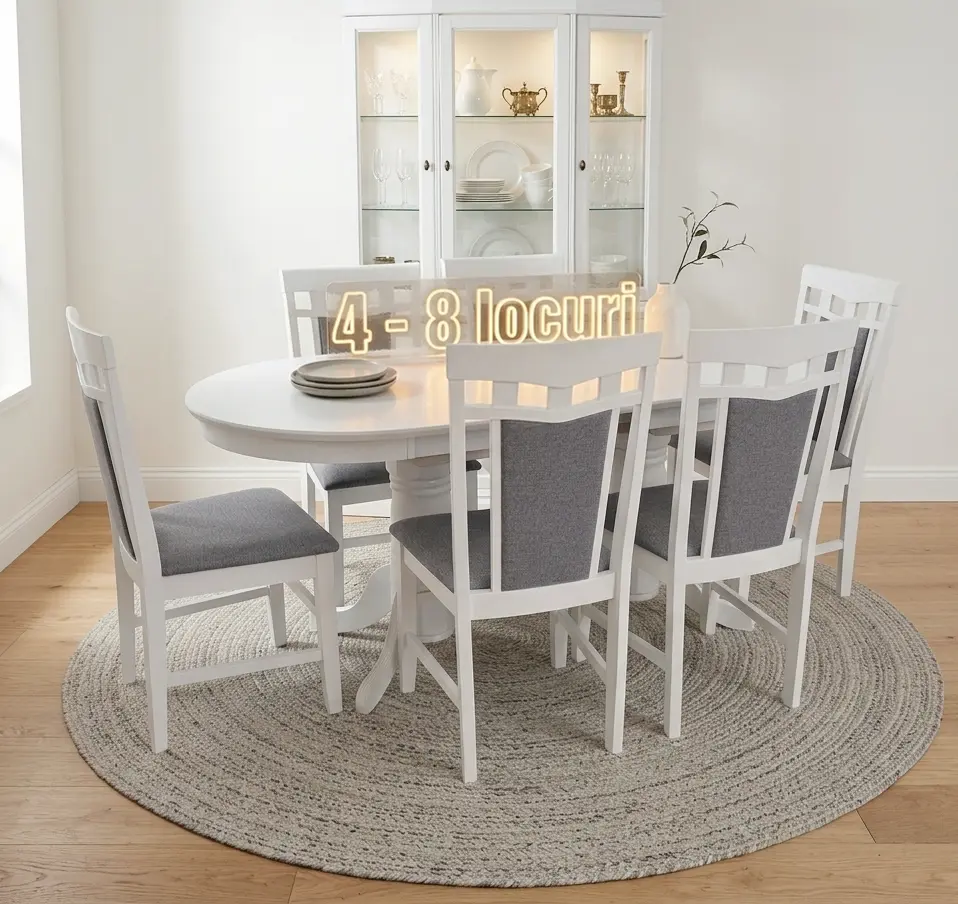 Комплект стол + 6 стульев Evelin HV-31N + Deepa R NV-10WP (White/Gray)