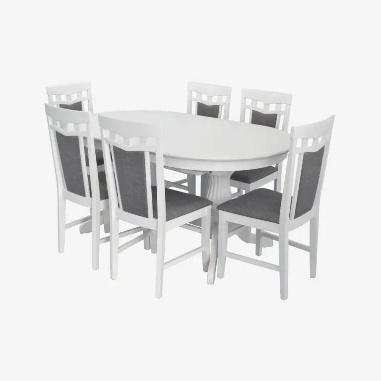 Set masa + 6 scaune Evelin HV-33V + Deepa R NV-10WP (White/Gray) - 2