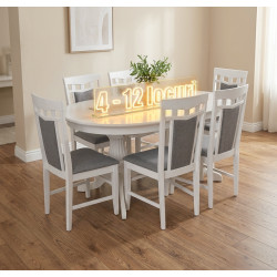 Комплект стол + 6 стульев Evelin HV-33V + Deepa R NV-10WP (White/Gray)