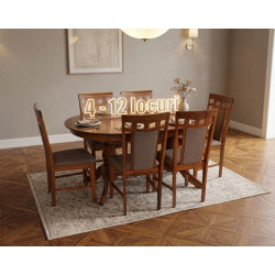 Комплект стол + 6 стульев Evelin HV-33V + Deepa-R Ekea12 (Burnish Oak/Dark Brown)