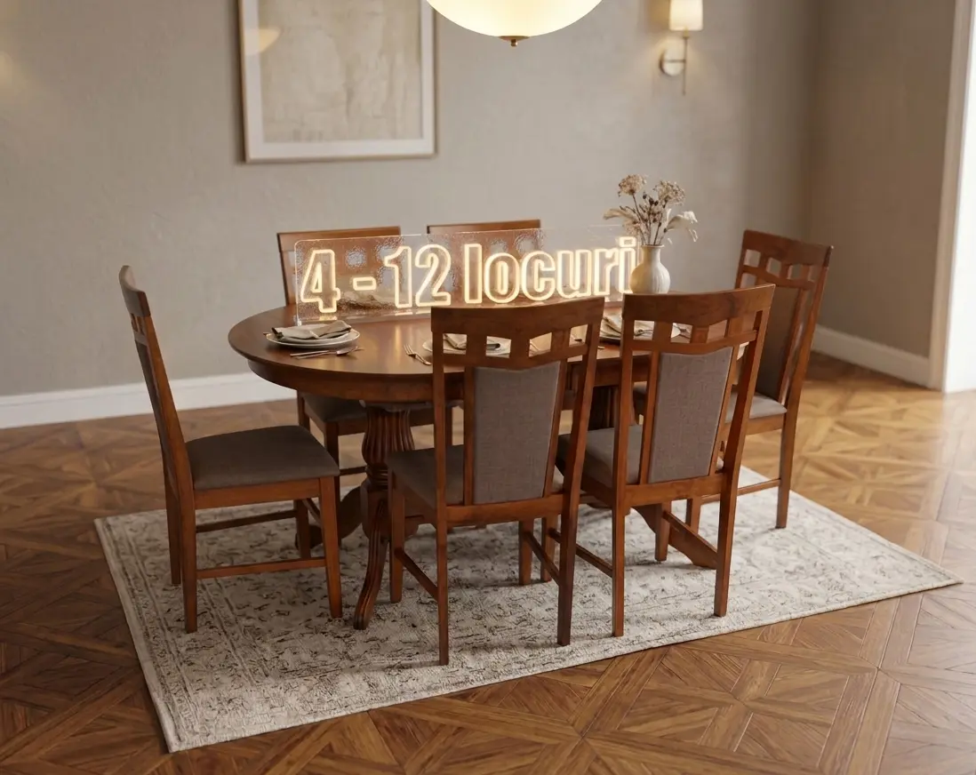 Комплект стол + 6 стульев Evelin HV-33V + Deepa-R Ekea12 (Burnish Oak/Dark Brown)